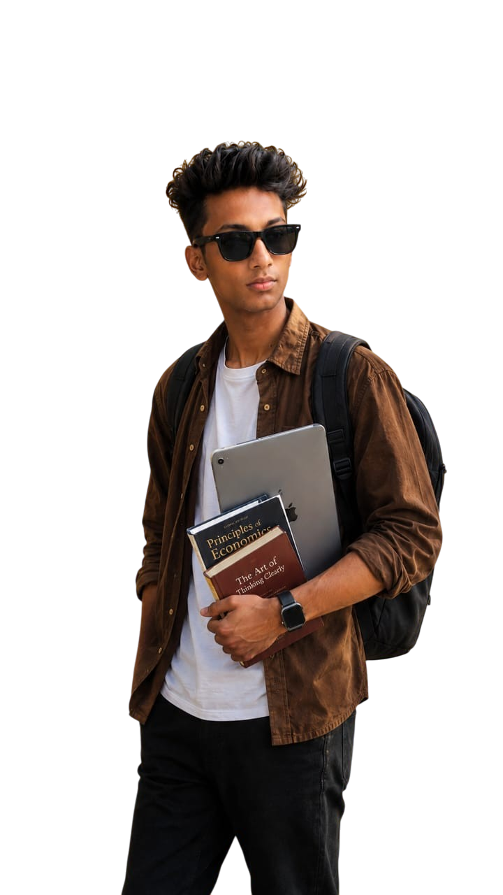 student with book